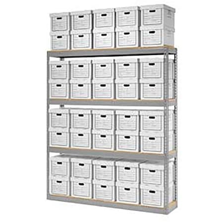 Global Industrial Record Storage Open With Boxes 72W x 15D x 84H, Gray B2297399